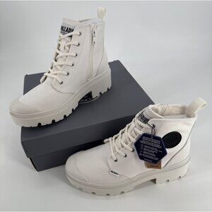 Palladium Womens Pallabase Twill Lace Up Ankle Boots Medium Star White Size 9